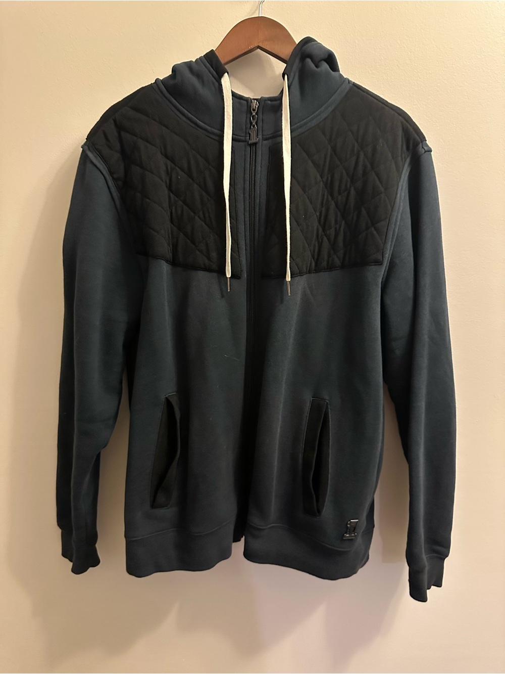Harley-Davidson Quilted Yoke Zip-Up Hoodie Sweater - Dark Teal & Black